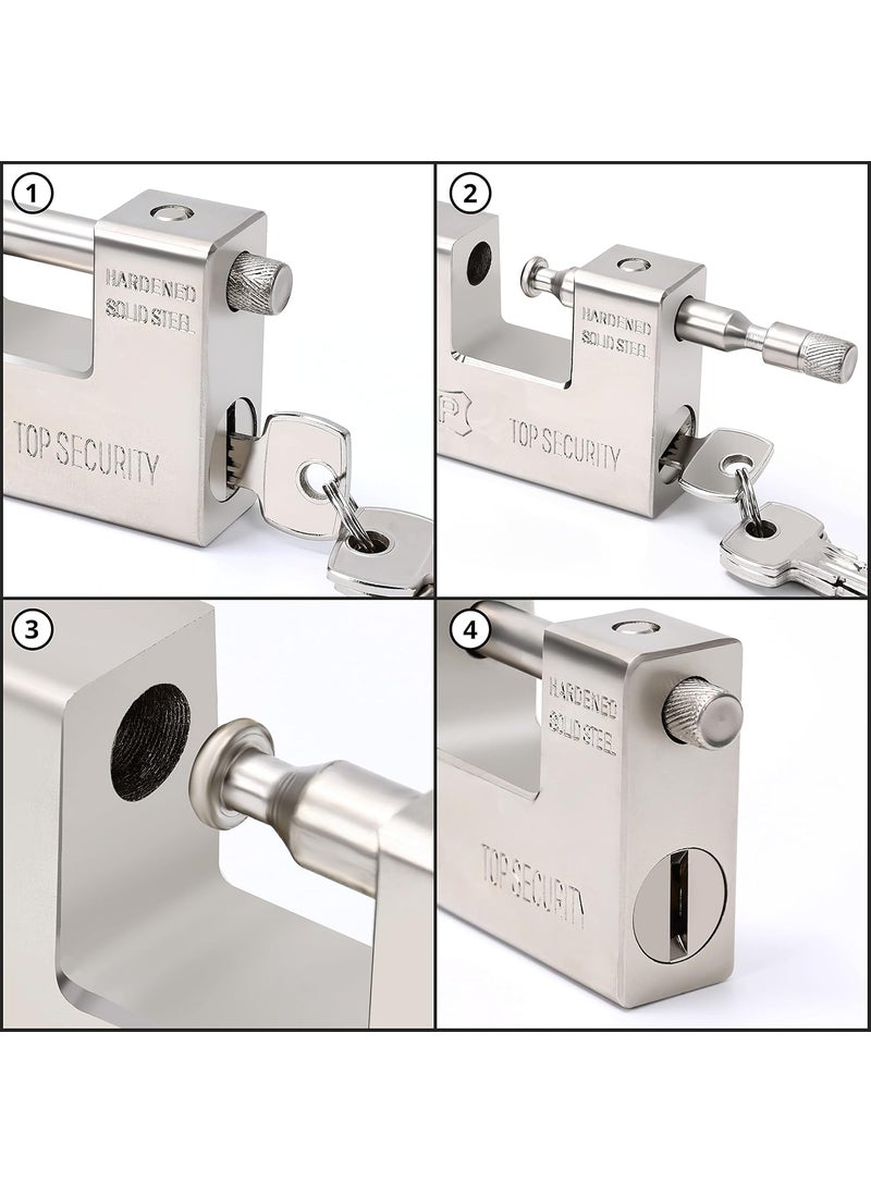 ABOUT SPACE - ABOUT SPACE Heavy Duty Padlock with 4 Keys 1 kg Hardened Steel Security Padlock with Anti Drill Pick Cylinder Security Shackle Chain Lock for GarageDoorContainersShutterLockerWarehouseGates - Image 1