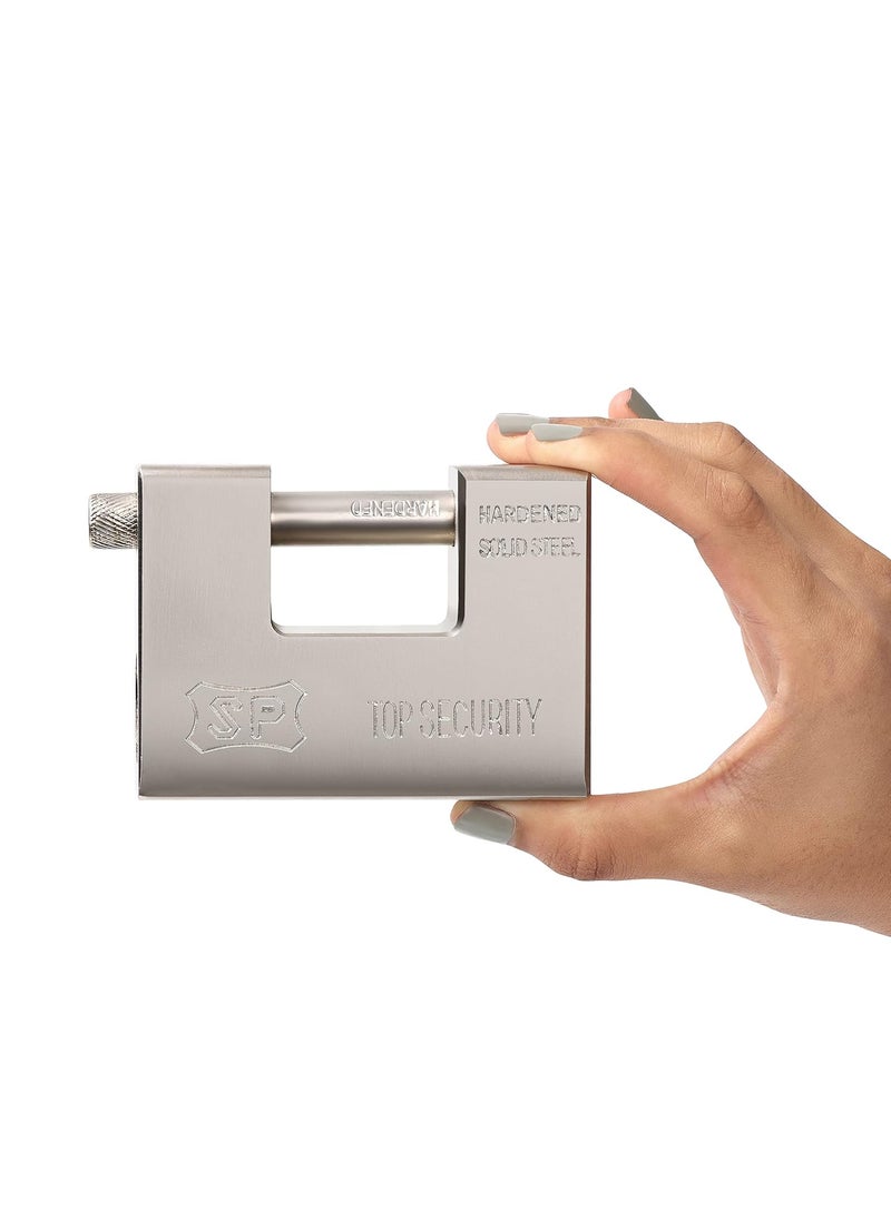 ABOUT SPACE - ABOUT SPACE Heavy Duty Padlock with 4 Keys 1 kg Hardened Steel Security Padlock with Anti Drill Pick Cylinder Security Shackle Chain Lock for GarageDoorContainersShutterLockerWarehouseGates - Image 1
