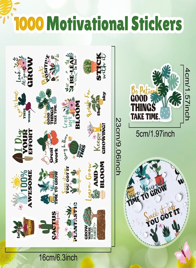 Weekgrat مجموعة ويكغرات من 1000 قطعة من الملصقات التحفيزية للأطفال، بتصميم "ننمو معًا"، ملصقات ملهمة للفصول الدراسية، ملصقات مكافآت للمدرسة والفصل الدراسي والمنزل، 20 نمطًا (نباتات). - Image 2