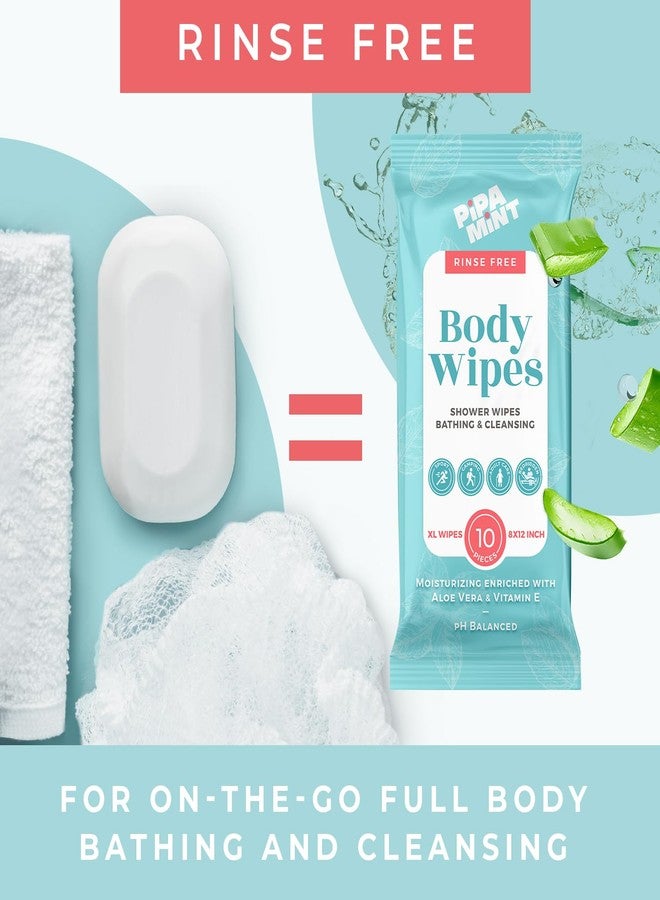 PIPA MINT Body Wipes XL Shower Wipes Body Wipe for Adults Bathing, Traveling, Camping, Gym, Car, Elderly, Bedridden - Disposable Washcloths for Adults No Rinse 1 Box, 5 Pack (50 ct) - Image 2
