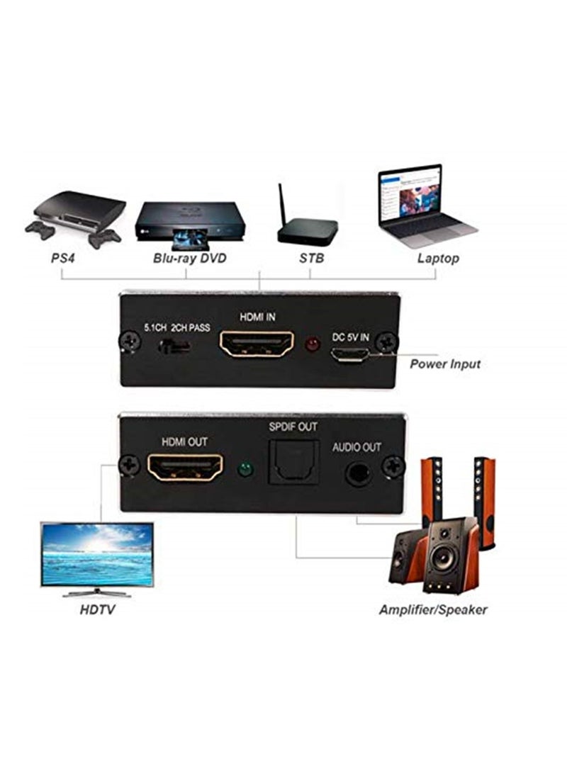 محول صوت HDMI - HDMI إلى HDMI بصري TOSLINK SPDIF 3.5mm ستيريو - Image 5