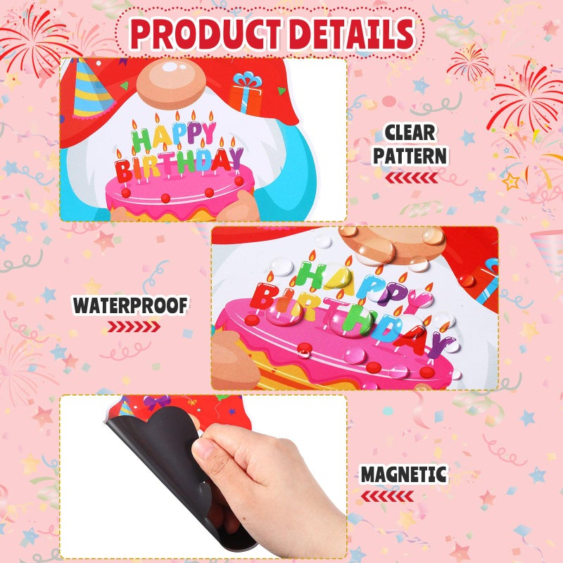 Saysurey 9 Pieces Birthday Magnets Gnomes Cake Balloons Gift Box Magnetic Stickers Colorful Happy Birthday Fridge Magnet Decals for Boys Girls Adults Refrigerator Metal Door Garage Car Decor - Image 3