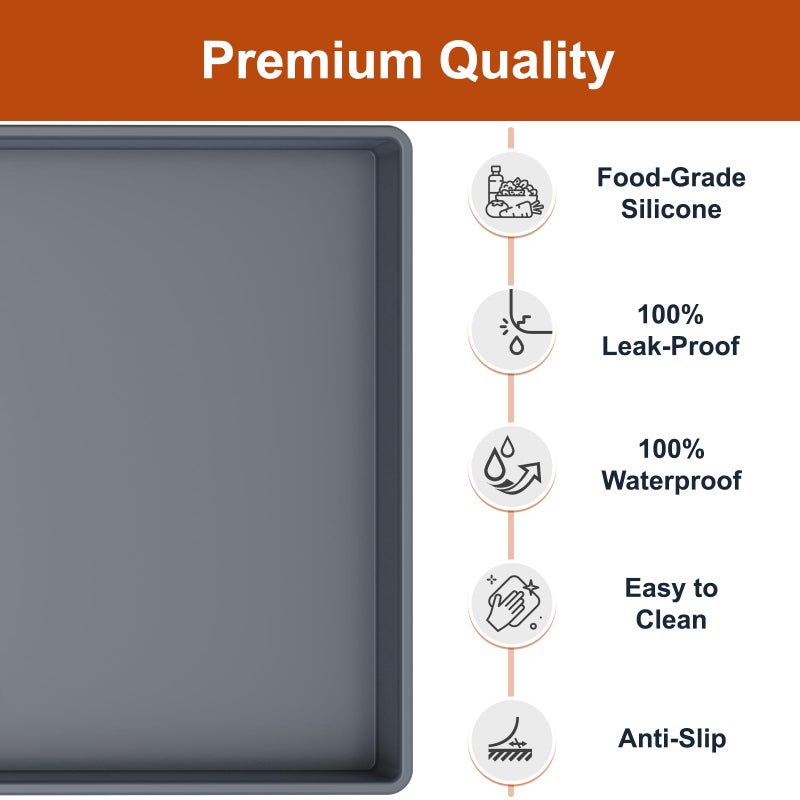 ukeetap Extra Thick Silicone Mat Waterproof with Raised Edge 34" x 22", Under Sink Mat for Kitchen & Bathroom, Kitchen Cabinet Liner, Multi-Purpose for Storage & Protection, Gray - Image 2