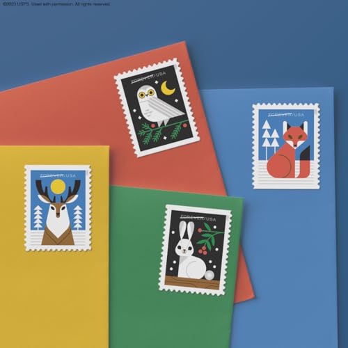 United States Postal Service Winter Woodland Animals (5 Booklets of 20) Forever Postage Stamps (a Deer, Fox, Rabbit, and Owl) 2023 Scott #5822-5825 - Image 4