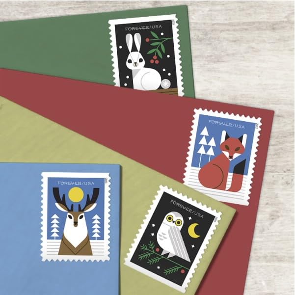 United States Postal Service Winter Woodland Animals (5 Booklets of 20) Forever Postage Stamps (a Deer, Fox, Rabbit, and Owl) 2023 Scott #5822-5825 - Image 5