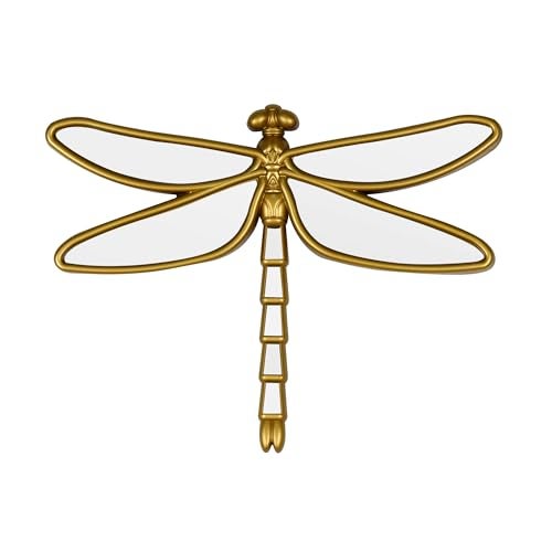 Wartter Decorative Golden Dragonfly Wall Mirror, Plastic Frame with Mirrored Wings (12.4 x 9.3 inches) - Image 1