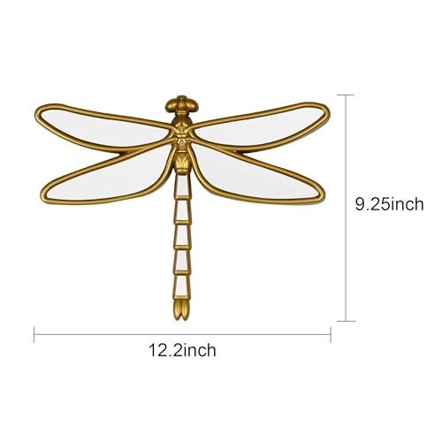 Wartter Decorative Golden Dragonfly Wall Mirror, Plastic Frame with Mirrored Wings (12.4 x 9.3 inches) - Image 2