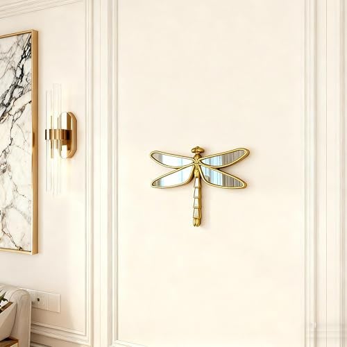 Wartter Decorative Golden Dragonfly Wall Mirror, Plastic Frame with Mirrored Wings (12.4 x 9.3 inches) - Image 4