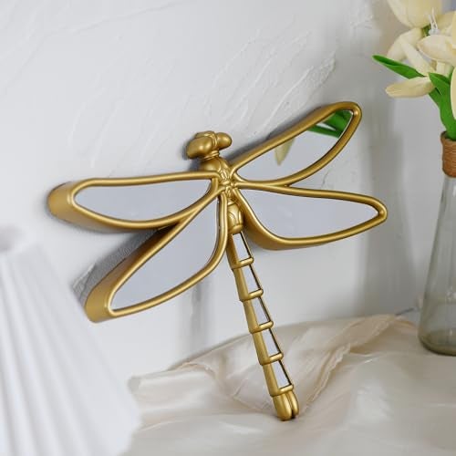 Wartter Decorative Golden Dragonfly Wall Mirror, Plastic Frame with Mirrored Wings (12.4 x 9.3 inches) - Image 3