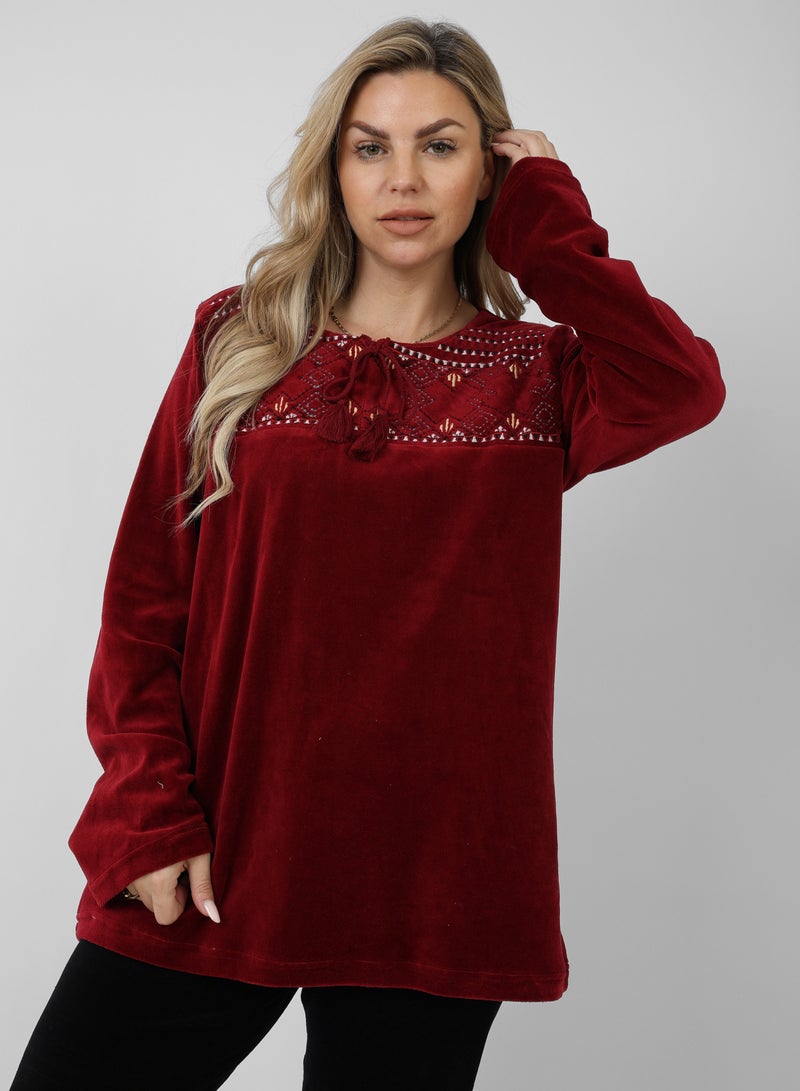 zecotex  Elegance in Every Stitch – Velvet Pajamas with Exquisite Embroidery  - Image 5