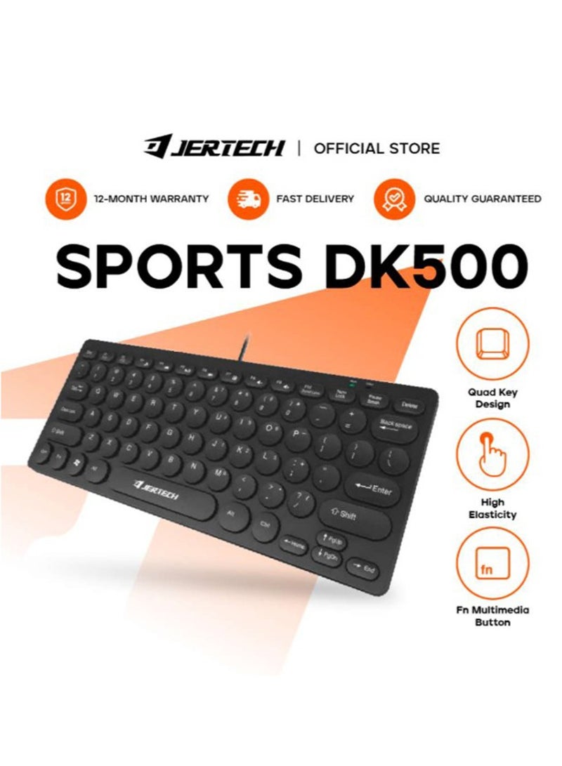 JERTECH Mini Wired Keyboard DK500 , 78 keys , multimedia multi-function buttons , chocolate keycap ,ultra-thin shape of the keyboard , lightweight - black - Image 3