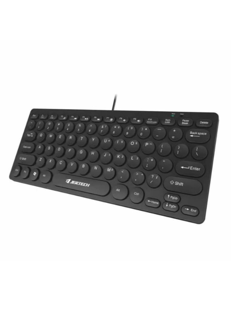 JERTECH Mini Wired Keyboard DK500 , 78 keys , multimedia multi-function buttons , chocolate keycap ,ultra-thin shape of the keyboard , lightweight - black - Image 2