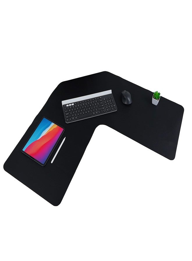 Con-Tact Brand XL Corner Desk Pad | Waterproof Anti-Slip PU Leather | Large Corner Computer Workstation Protection | Mouse Pad Gaming Pad | 36" X 15.7" L Shape | Dual Sided (Black) - Image 1