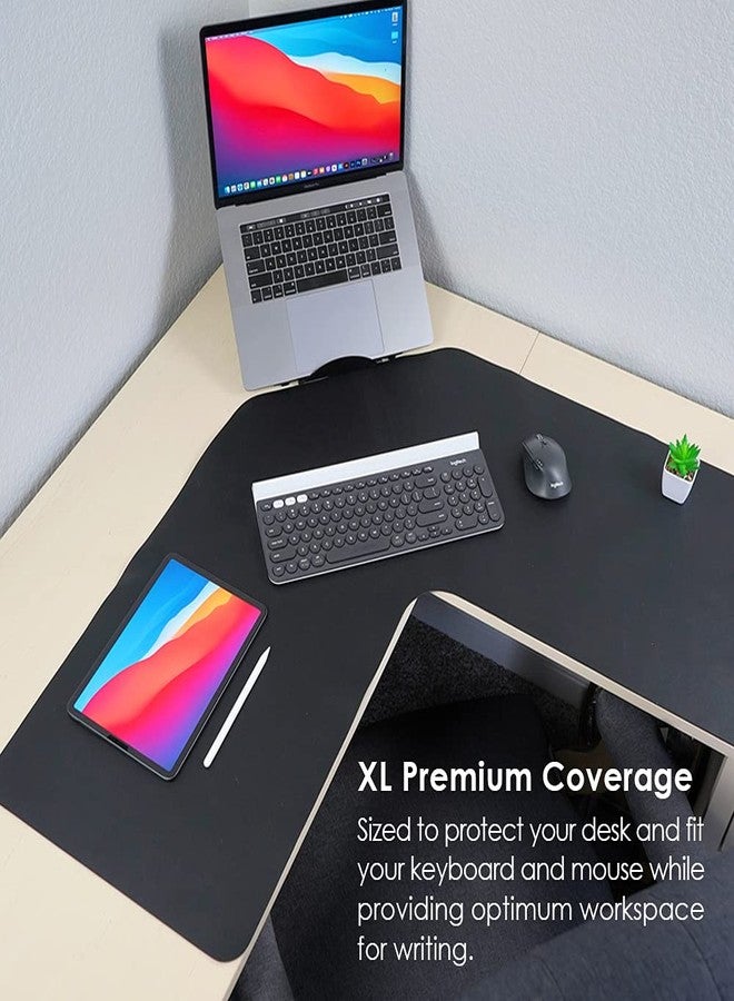 Con-Tact Brand XL Corner Desk Pad | Waterproof Anti-Slip PU Leather | Large Corner Computer Workstation Protection | Mouse Pad Gaming Pad | 36" X 15.7" L Shape | Dual Sided (Black) - Image 3