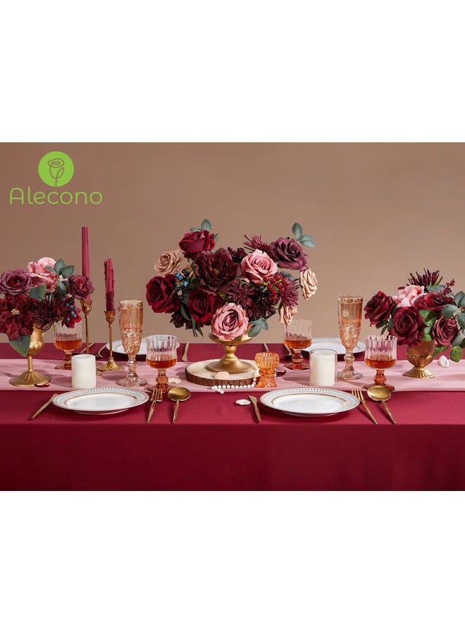 Alecono Artificial Flowers, Burgundy Silk Fake Flowers for DIY Wedding Bridal Bouquets, Red Cake Flowers for Wedding Table Centerpieces Birthday Party Home Decorations - Image 3