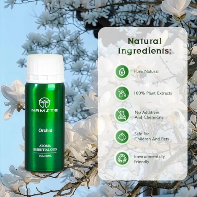 زيت ناشر للعلاج العطري للاسترخاء والنوم، زيت عطري طبيعي نقي، رائحة الأوركيد، 3.38 أونصة سائلة. أوقية، عبوة زجاجية - Image 3