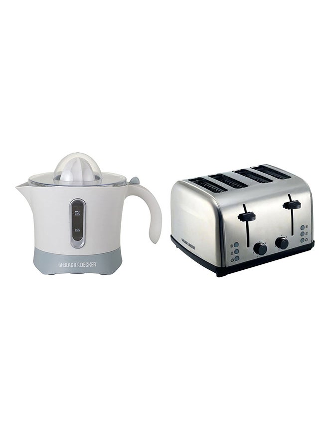 BLACK+DECKER Citrus Juicer With 4-Slice Bread Toaster 0.5 L 30 W CJ650-B5/ET304-B5/Bundle Black/Silver/White - Image 1