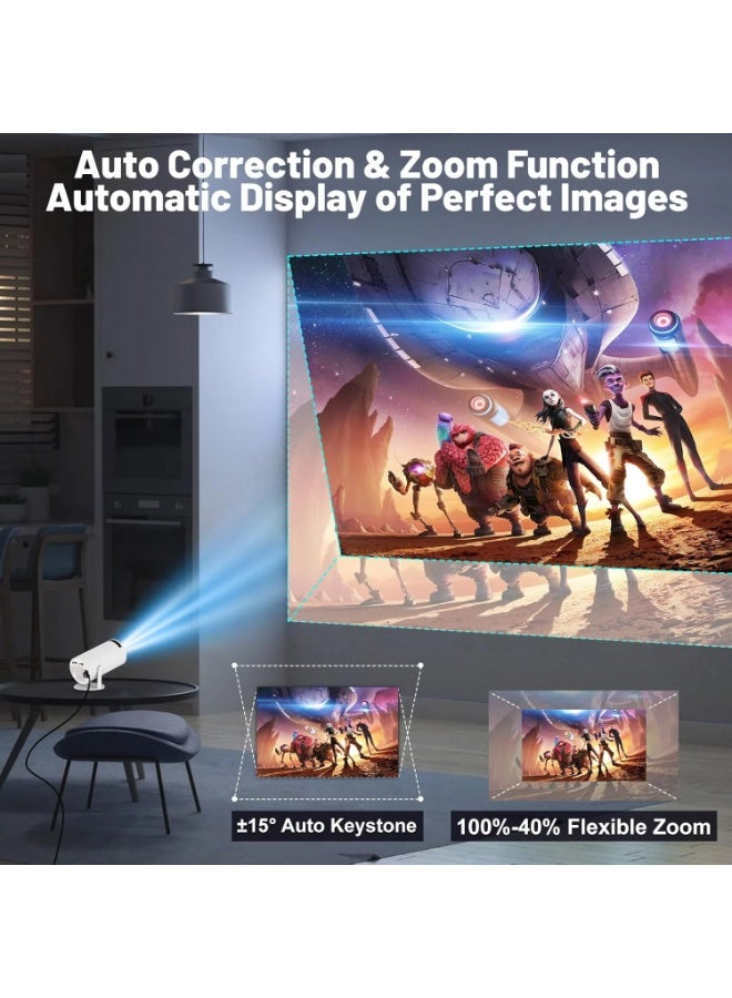 كروني جهاز عرض صغير محمول 5G واي فاي 6 بلوتوث 5.0 اندرويد 11  1080P FHD يدعم 8000 لومن LED تلقائي لتصحيح الانحراف الأفقي بدوران 180 درجة للجوال مقبس أوروبي ابيض، 1280 x 720 - Image 5