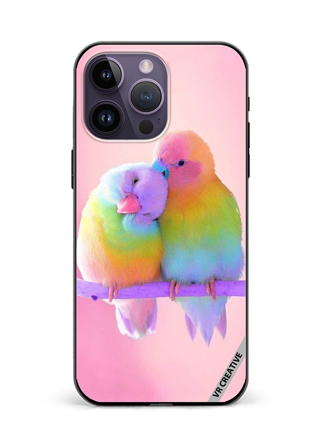 VR CREATIVE Protective Case Cover For Apple iPhone 15 Pro Max Love Birds Pink Background Design Multicolour - Image 1
