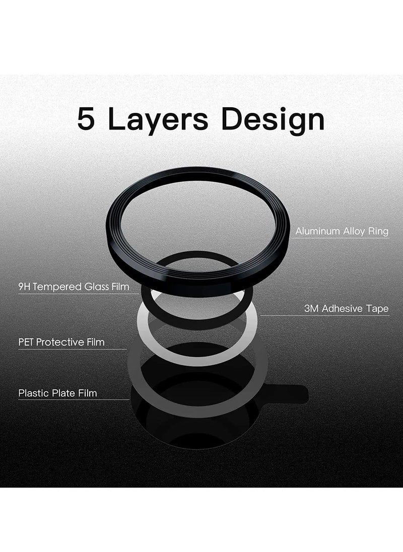 HEXABEX 2PC Pack iPhone 15 Plus Camera Lens Protector, Metal Ring Camera Lens Protectors for iPhone 15 plus Black  - Image 3