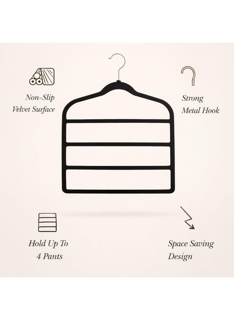 Homesmiths Velvet Pant Hangers – 2-Pack Black Non-Slip Multi-Layer Hangers, Space-Saving Closet Organizer for Pants, Jeans, Trousers, Scarves - Image 5