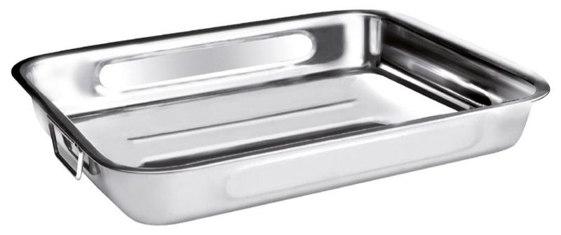 ibili Clasica Roast Pan with Metallic Handles 25x19x5.5 cm, Non Stick Oven Tray, Rectangular Baking Pan, Durable Roasting Pan for Meat Vegetables Fish, Easy Clean Kitchen Bakeware, Home Cooking Essential