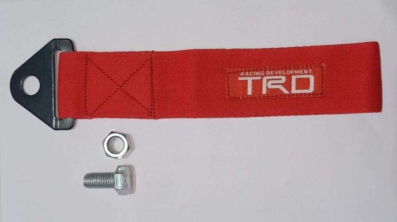 AUTO MT TRD RED CAR Truck Tow Belt Strap Universal Front Rear Tow Strap Tow Hook Towing Belt (Nylon, 1000 kg Pull Capacity) (RED TRD CAR Truck Tow Belt Strap) - Image 2
