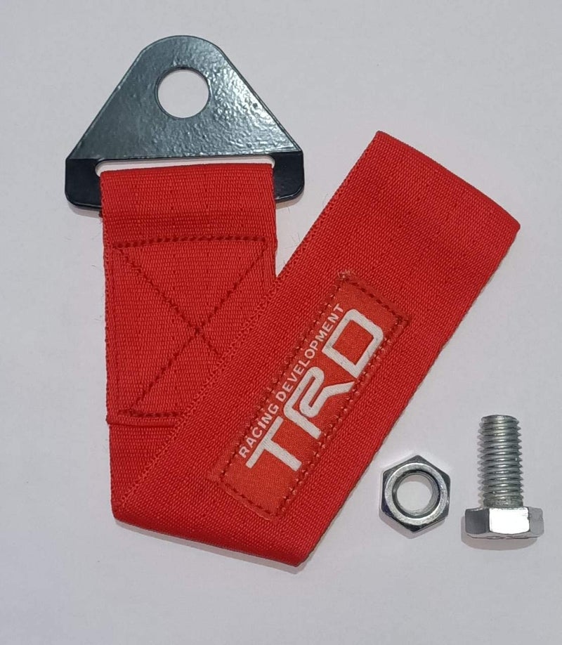 AUTO MT TRD RED CAR Truck Tow Belt Strap Universal Front Rear Tow Strap Tow Hook Towing Belt (Nylon, 1000 kg Pull Capacity) (RED TRD CAR Truck Tow Belt Strap) - Image 1
