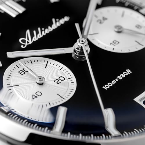 ADDIESDIVE ساعة كرونوغراف كواترز ADDIESDIVE 100 م مقاومة للماء BGW9 مضيئة من الفولاذ المقاوم للصدأ 316L بقرص باندا للرجال بحزام نايلون - Image 3