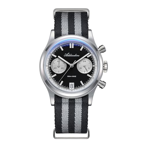 ADDIESDIVE ساعة كرونوغراف كواترز ADDIESDIVE 100 م مقاومة للماء BGW9 مضيئة من الفولاذ المقاوم للصدأ 316L بقرص باندا للرجال بحزام نايلون - Image 1