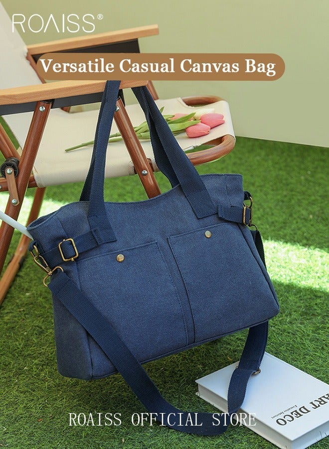 roaiss Large Capacity Shoulder Bag Durable Macaron Color Scheme Smooth Zipper Solid Color Tote Bag - Image 3