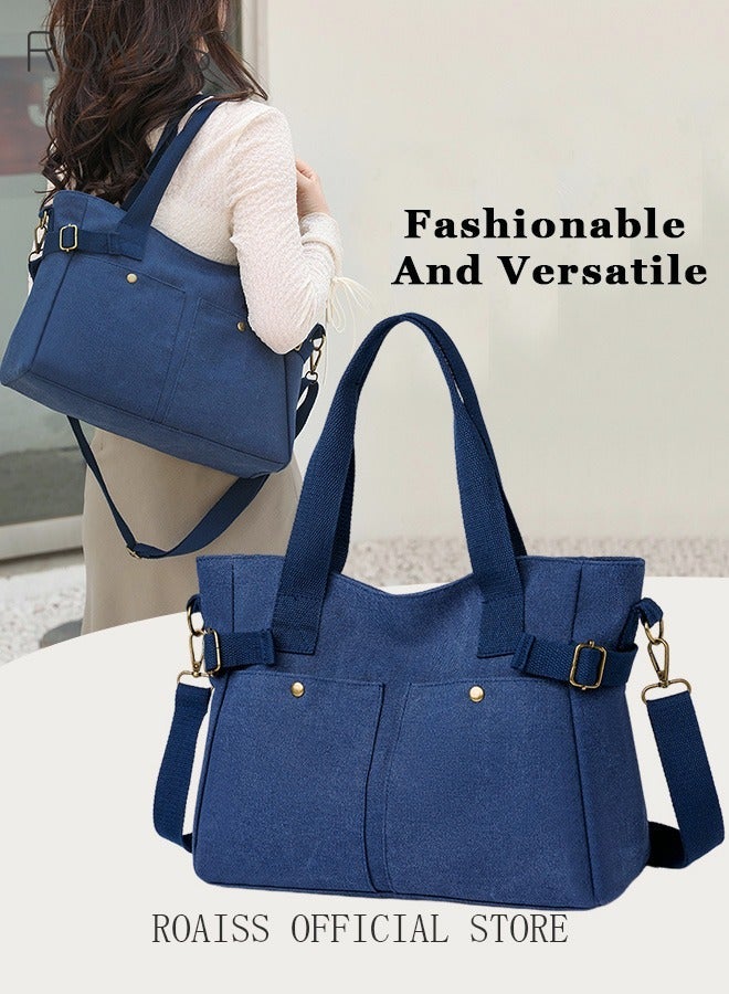 roaiss Large Capacity Shoulder Bag Durable Macaron Color Scheme Smooth Zipper Solid Color Tote Bag - Image 2