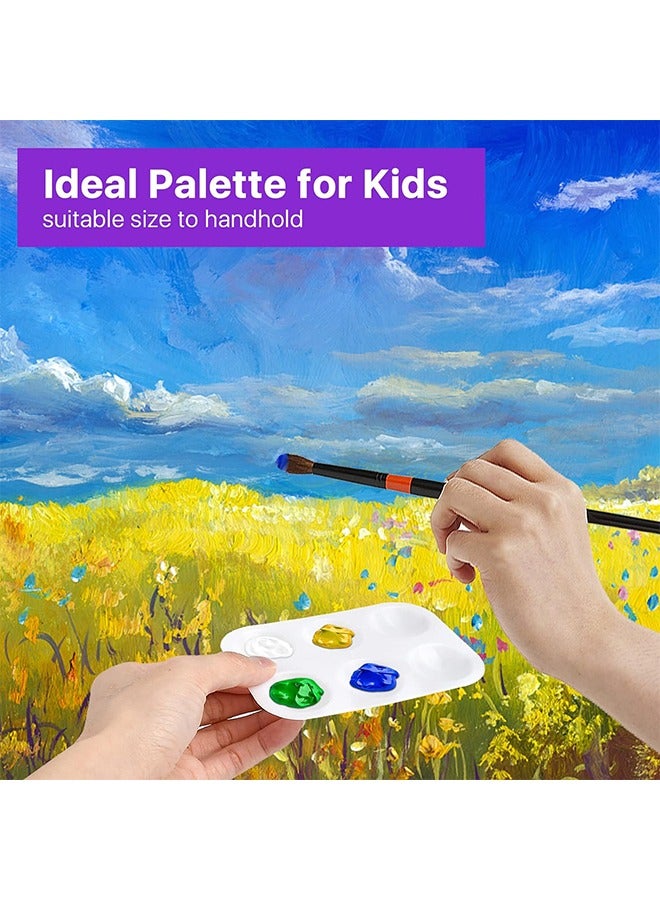 HS 5 PCS White Plastic Paint Palette 6 Well Watercolor Palette Rectangular Paint Tray Palette Paint Holder Tray Paint Mixing Palette Bulk For Kids Student Adult DIY Craft Art Acrylic Painting - Image 4