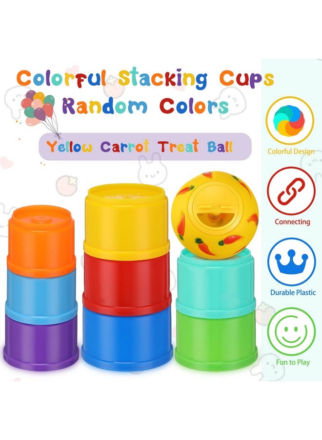 ليفيدي مجموعة من 9 أكواب أرانب قابلة للتكديس وكرة مكافأة من LEIFIDE لألعاب الأرانب وموزع طعام الأرانب وأكواب أرانب قابلة للتكديس وألعاب كرات الوجبات الخفيفة وأكواب بلاستيكية تعشيش للحيوانات الصغيرة والأرانب - Image 4