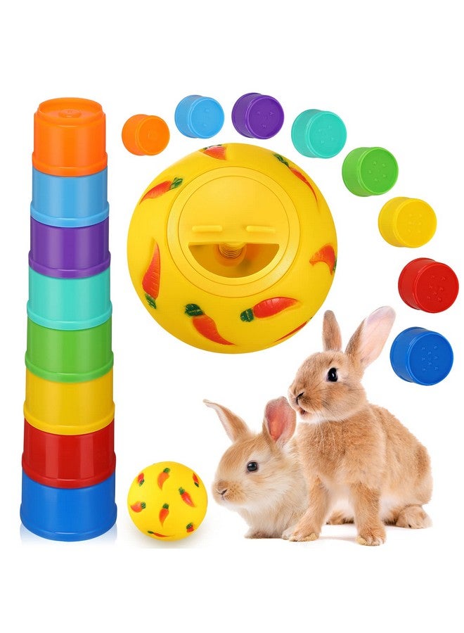 ليفيدي مجموعة من 9 أكواب أرانب قابلة للتكديس وكرة مكافأة من LEIFIDE لألعاب الأرانب وموزع طعام الأرانب وأكواب أرانب قابلة للتكديس وألعاب كرات الوجبات الخفيفة وأكواب بلاستيكية تعشيش للحيوانات الصغيرة والأرانب - Image 1