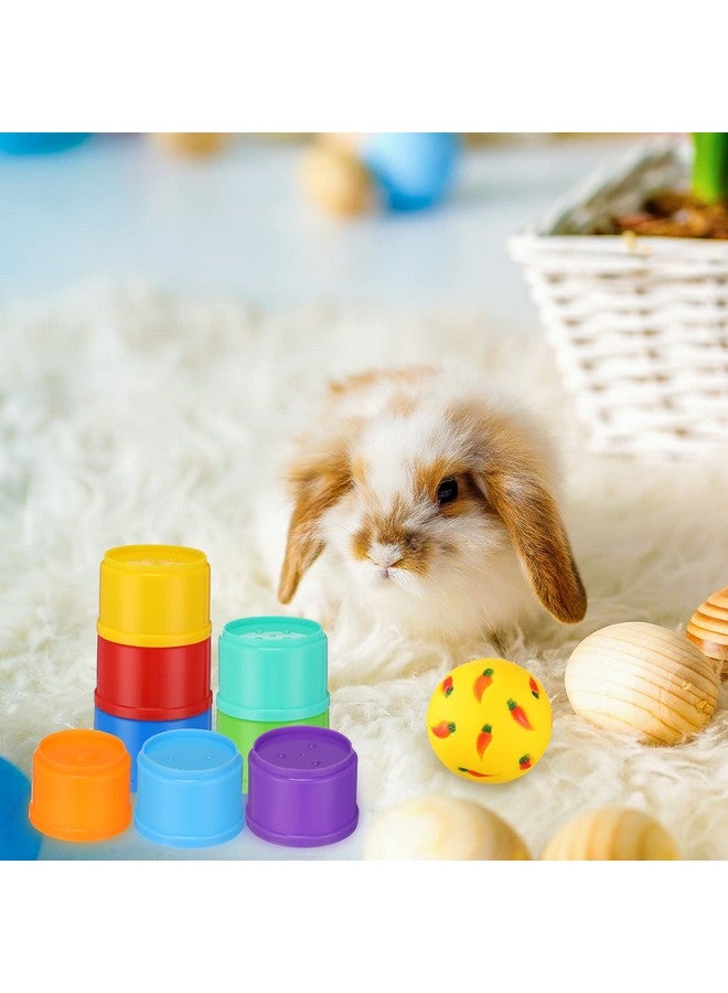 ليفيدي مجموعة من 9 أكواب أرانب قابلة للتكديس وكرة مكافأة من LEIFIDE لألعاب الأرانب وموزع طعام الأرانب وأكواب أرانب قابلة للتكديس وألعاب كرات الوجبات الخفيفة وأكواب بلاستيكية تعشيش للحيوانات الصغيرة والأرانب - Image 5