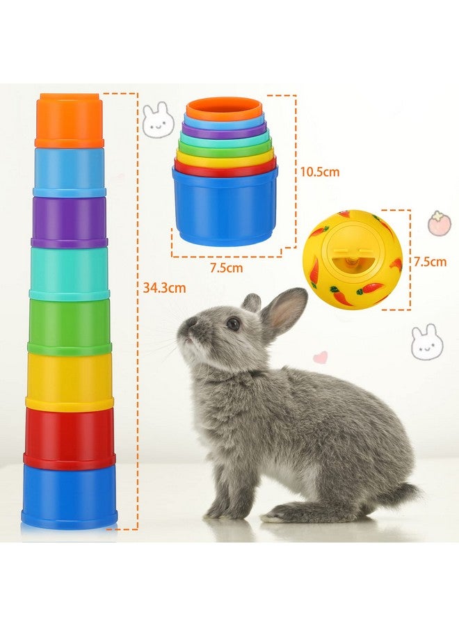 ليفيدي مجموعة من 9 أكواب أرانب قابلة للتكديس وكرة مكافأة من LEIFIDE لألعاب الأرانب وموزع طعام الأرانب وأكواب أرانب قابلة للتكديس وألعاب كرات الوجبات الخفيفة وأكواب بلاستيكية تعشيش للحيوانات الصغيرة والأرانب - Image 2