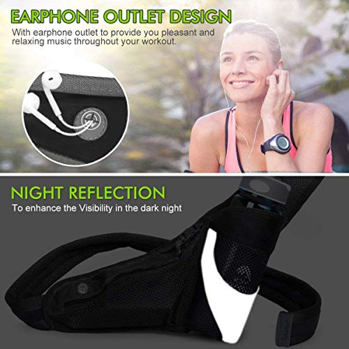 PYFK Running Belt Hydration Waist Pack with Water Bottle Holder for Men Women Waist Pouch Fanny Bag Reflective (Rose Red) - Image 5