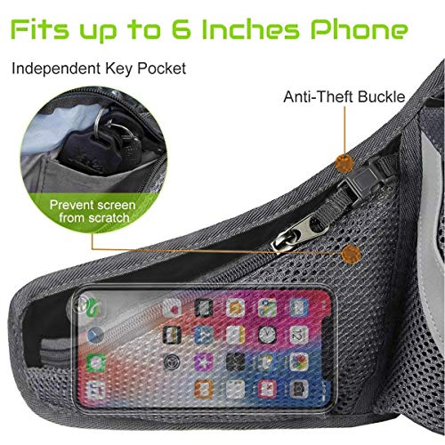 PYFK Running Belt Hydration Waist Pack with Water Bottle Holder for Men Women Waist Pouch Fanny Bag Reflective (Rose Red) - Image 3