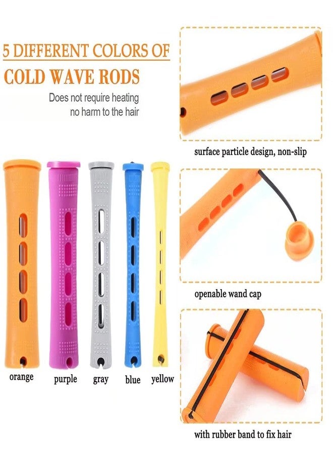 YOROSTAR 100pcs Hair Curling Rods Set - Plastic Cold Wave Rollers for Natural, Long or Short Hair Styling - Women's DIY Hairdressing Tools in Orange, Purple, Gray, Blue, Yellow - Image 4