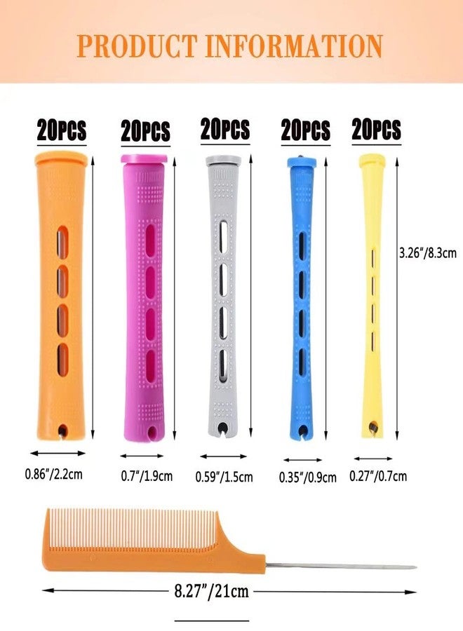 YOROSTAR 100pcs Hair Curling Rods Set - Plastic Cold Wave Rollers for Natural, Long or Short Hair Styling - Women's DIY Hairdressing Tools in Orange, Purple, Gray, Blue, Yellow - Image 3
