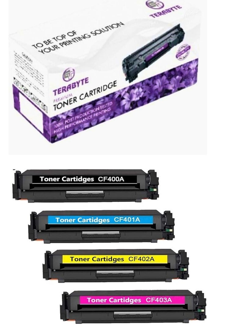 Terabyte 4-Pack Laser jet Toner Cartridge for 201A CF400A Printer Multicolour. - Image 1