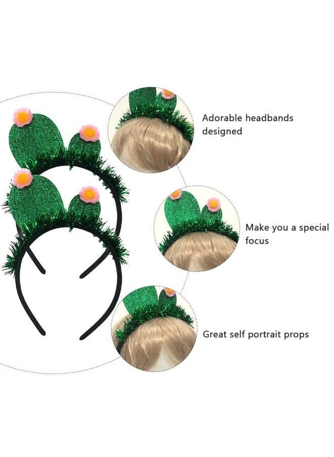 Beaupretty - 2Pcs Cactus Styled Accessory Headress Costume Headband Birthday Bopper Hairband Head Hopp Children Tinsel Headwear Girl Decor Kids Tassel Green Festive For Glette - Image 1