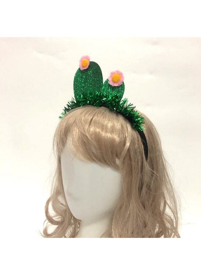 Beaupretty - 2Pcs Cactus Styled Accessory Headress Costume Headband Birthday Bopper Hairband Head Hopp Children Tinsel Headwear Girl Decor Kids Tassel Green Festive For Glette - Image 1