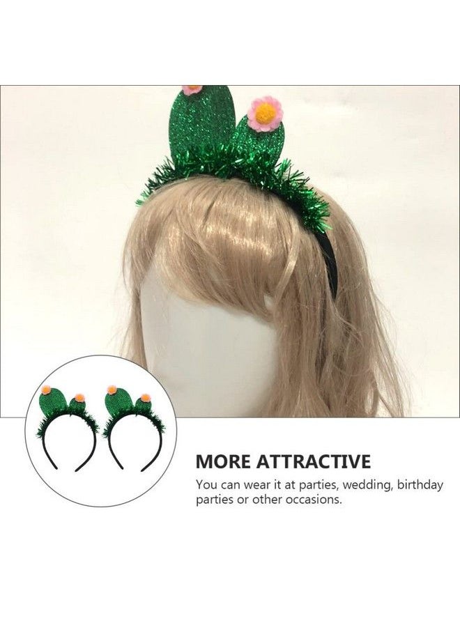 Beaupretty - 2Pcs Cactus Styled Accessory Headress Costume Headband Birthday Bopper Hairband Head Hopp Children Tinsel Headwear Girl Decor Kids Tassel Green Festive For Glette - Image 1