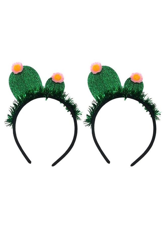 Beaupretty - 2Pcs Cactus Styled Accessory Headress Costume Headband Birthday Bopper Hairband Head Hopp Children Tinsel Headwear Girl Decor Kids Tassel Green Festive For Glette - Image 1