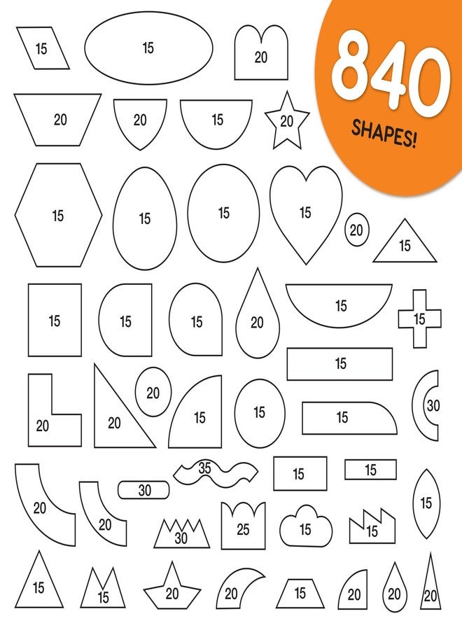 مجموعة أشكال ورقية إبداعية من ARTshapes، 840 قطعة، مع دليل لأكثر من 70 فكرة - مصنوعة من ورق مقوى أمريكي الصنع - أدوات حرفية يدوية ممتعة وسهلة التثقيب لتصميمات فنية رائعة، وحرف ورقية، وتشكيلات متنوعة، 5 ألوان احتفالية - Image 4