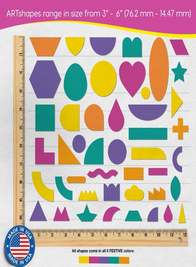 مجموعة أشكال ورقية إبداعية من ARTshapes، 840 قطعة، مع دليل لأكثر من 70 فكرة - مصنوعة من ورق مقوى أمريكي الصنع - أدوات حرفية يدوية ممتعة وسهلة التثقيب لتصميمات فنية رائعة، وحرف ورقية، وتشكيلات متنوعة، 5 ألوان احتفالية - Image 3