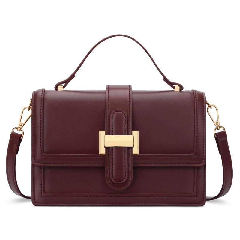 KKXIU Small Purses for Women - Top Handle Crossbody Bag for Women, Leather Lady Handbags Shoulder Clutch with Adjustable Shoulder Strap, Wine - Image 1