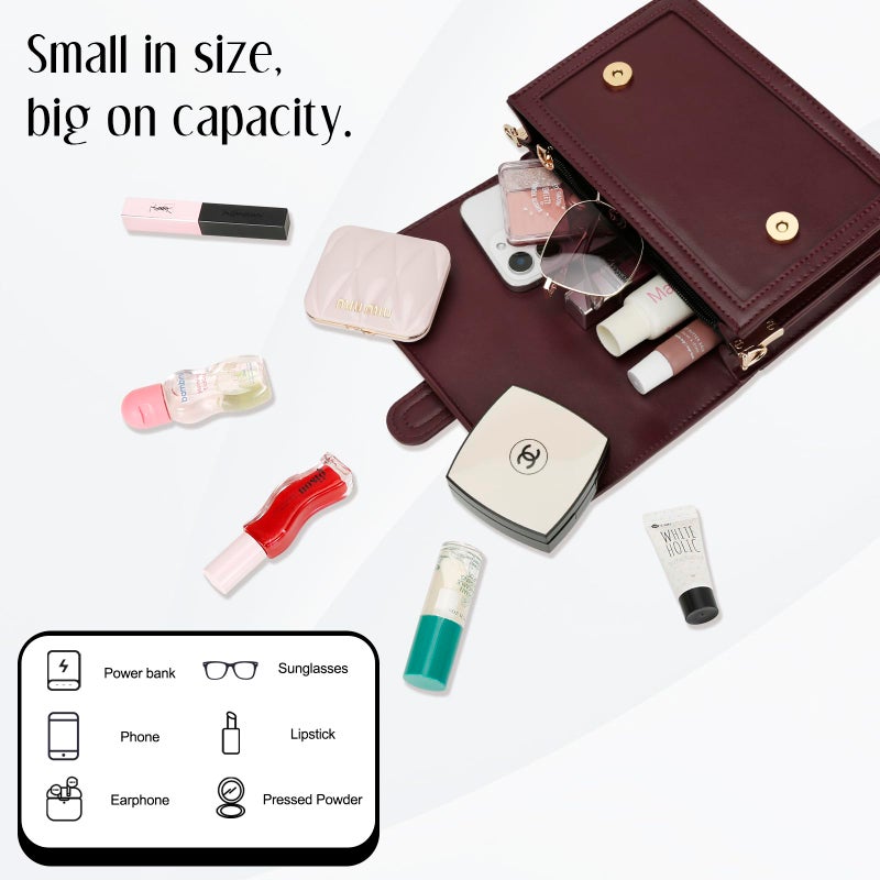 KKXIU Small Purses for Women - Top Handle Crossbody Bag for Women, Leather Lady Handbags Shoulder Clutch with Adjustable Shoulder Strap, Wine - Image 4